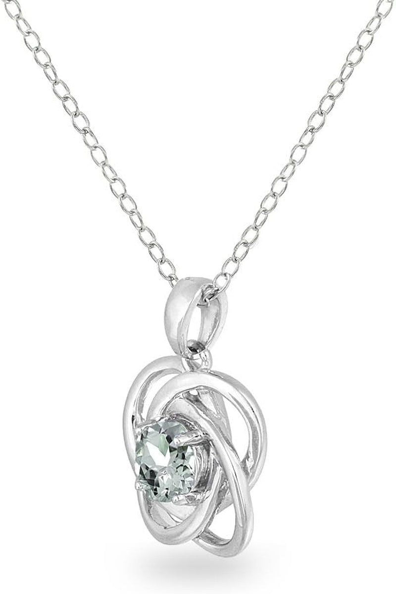 Sterling Silver Love Knot Necklace for Women, Necklace, Genuine or Synthetic Gemstone Birthstone Pendant