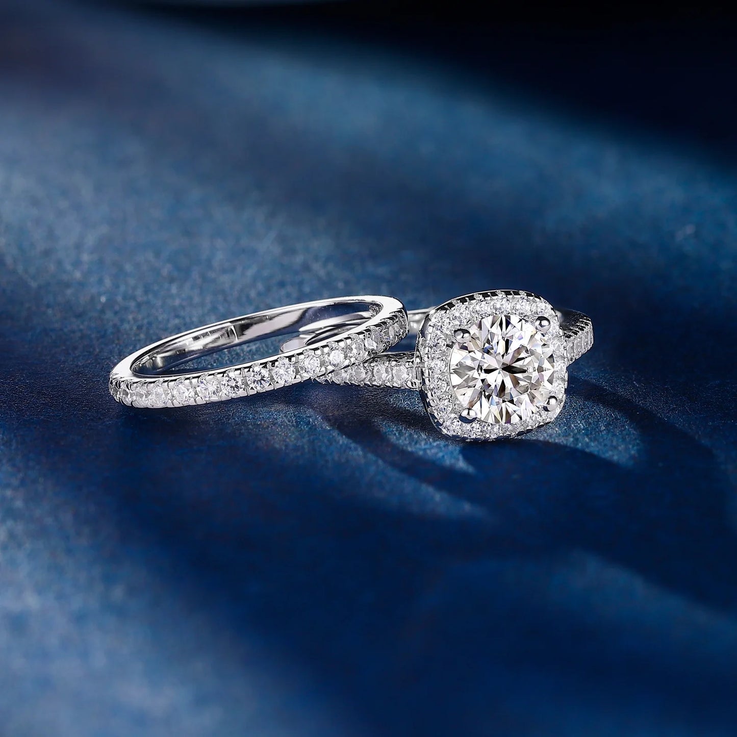 Halo Wedding Ring Set for Women Bridal Sets 925 Sterling Silver AAAAA Zirconia Size 9
