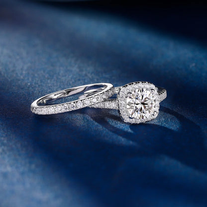 Halo Wedding Ring Set for Women Bridal Sets 925 Sterling Silver AAAAA Zirconia Size 9