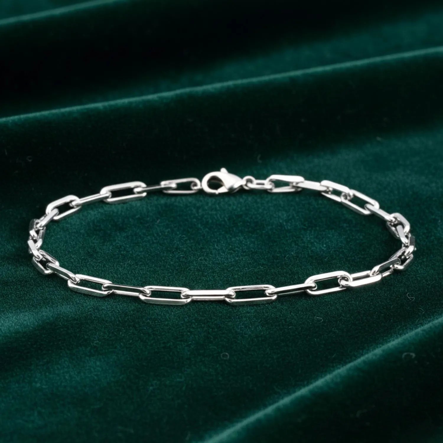 925 Sterling Silver Paperclip Bracelet, 3Mm Thin Dainty Design, High Polish Finish, with Lobster Lock, 7"-7.5"-8", Made in Italy, Unisex