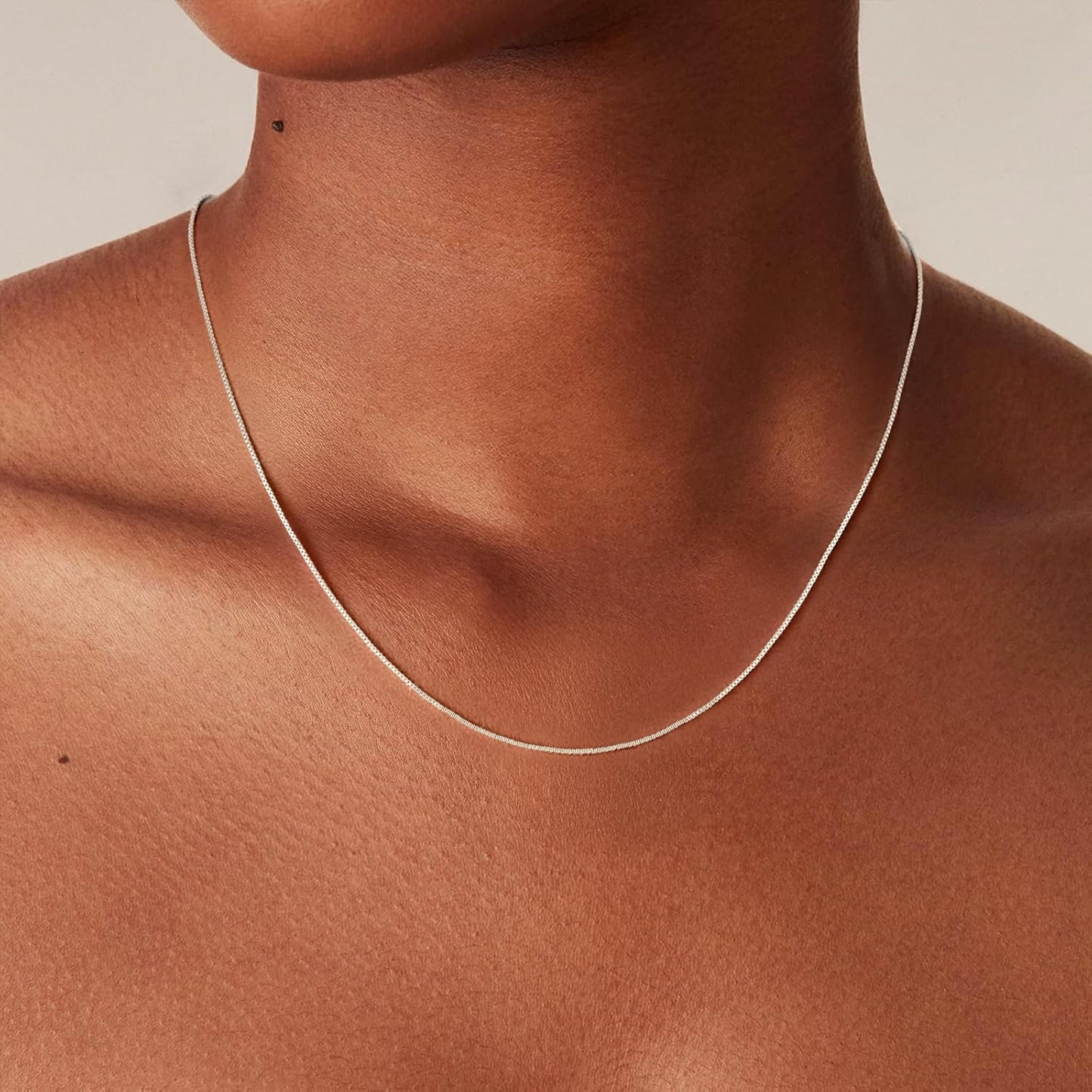 S925 Sterling Silver Box Chain Necklace for Women - 0.8Mm Sterling Silver Box Chain Necklace Thick Sturdy Colourfast Chain Necklaces Jewelery for Women 16/18/20/22/24 Inch