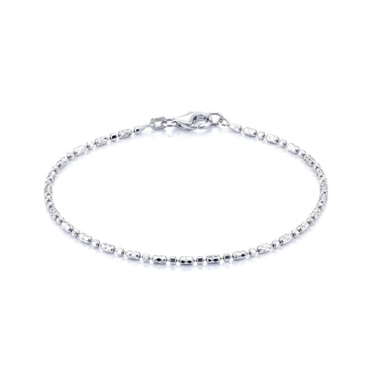 Sterling Silver Diamond-Cut Bead Bracelet, Polished Unique Bead Design, 7" 7.5" 9" 10", Made in Italy, by TILO Jewelry