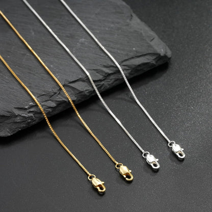 S925 Sterling Silver Box Chain Necklace for Women - 0.8Mm Sterling Silver Box Chain Necklace Thick Sturdy Colourfast Chain Necklaces Jewelery for Women 16/18/20/22/24 Inch
