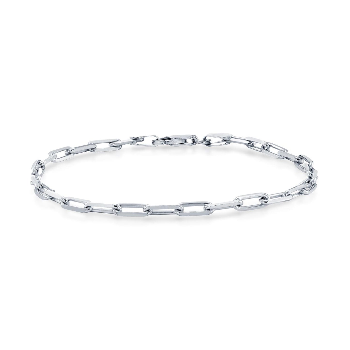 925 Sterling Silver Paperclip Bracelet, 3Mm Thin Dainty Design, High Polish Finish, with Lobster Lock, 7"-7.5"-8", Made in Italy, Unisex