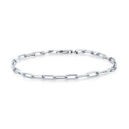 925 Sterling Silver Paperclip Bracelet, 3Mm Thin Dainty Design, High Polish Finish, with Lobster Lock, 7"-7.5"-8", Made in Italy, Unisex